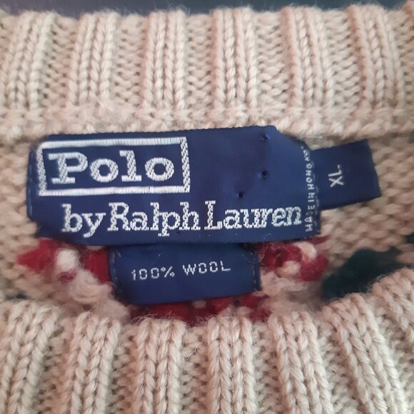 Polo Ralph Lauren SZ XL Vintage Wool Alpine Heavy Red & Beige Outdoor Sweater - Picture 4 of 16